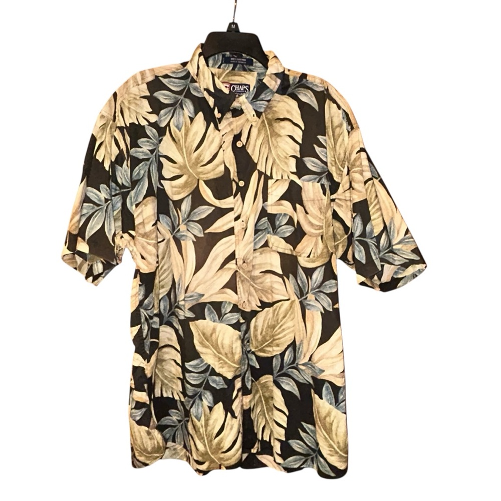 Chaps Ralph Lauren Vintage Mens Hawaiian Shirt Button Down‎ 1XB Cotton Aloha